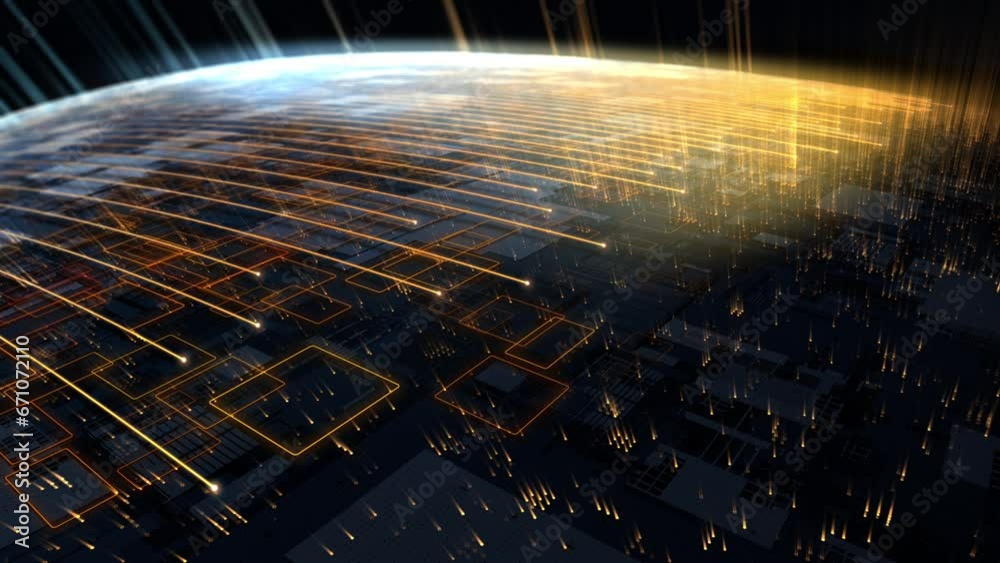 Global network lines of internet data around Earth, technology connectivity concept