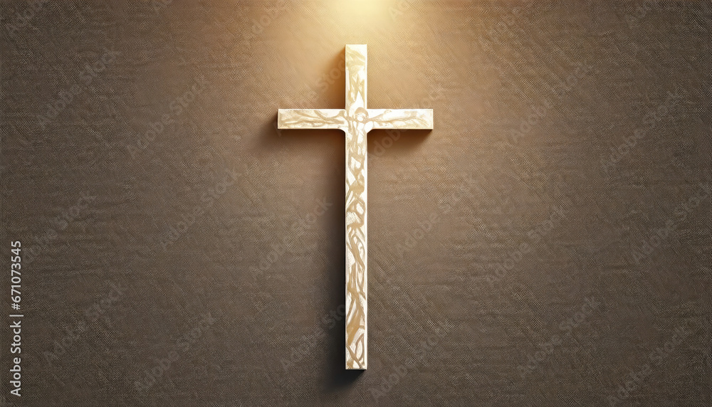 Religious cross with light background