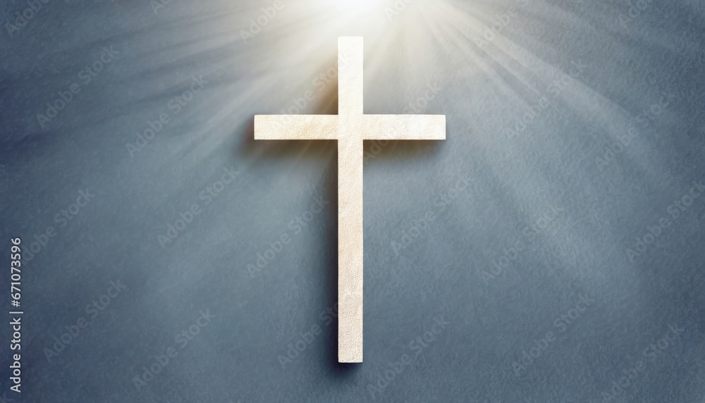 Religious cross with light background