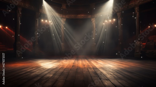 Empty stage with dramatic lighting before the performance