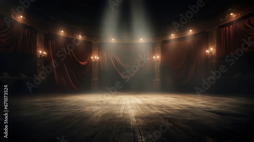 Empty stage with dramatic lighting before the performance photo