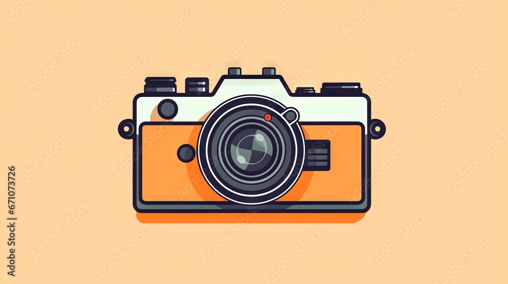 an orange camera with a lens on it's side.  generative ai - obrazy, fototapety, plakaty 