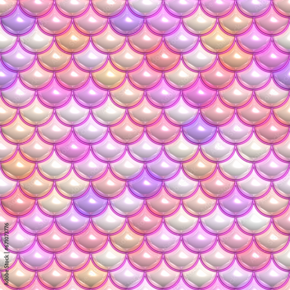 3D Inflated Puffy Pink Mermaid Scales. Seamless Tileable Pattern. 3D Inflated Puffy Pink Mermaid Scales. Seamless Tileable Pattern.