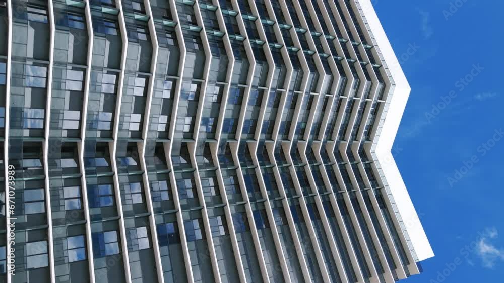 Pedestal down shot of futuristic architectural construction with steel