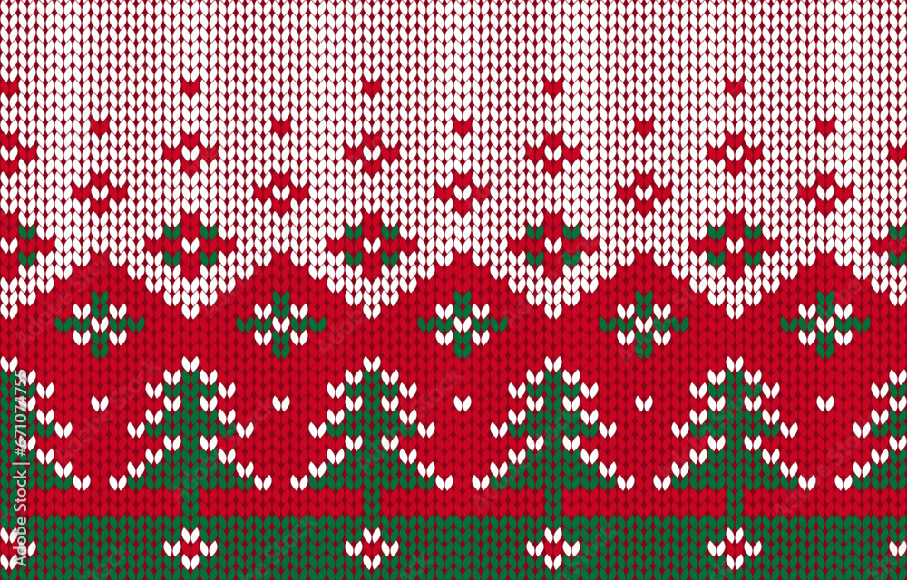 Knitted seamless pattern with firs. Winter background Knitted seamless pattern with firs. Winter background