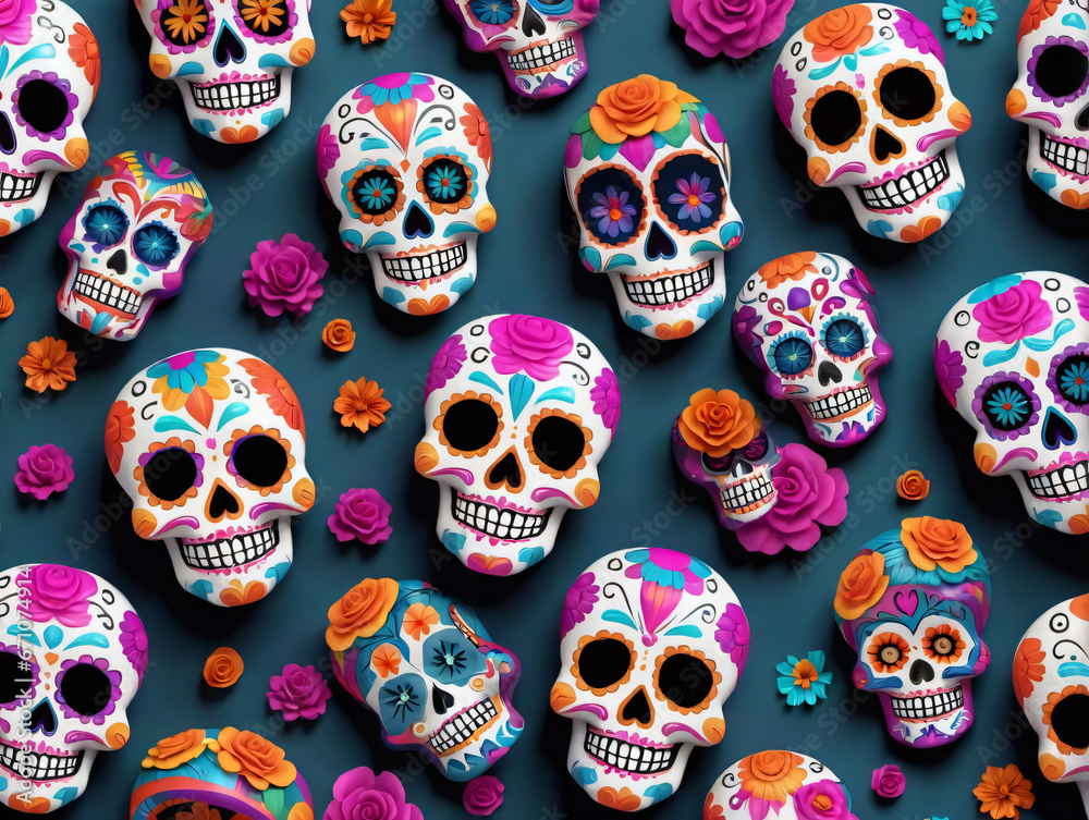 Colorful Sugar Skulls Wallpaper Colorful Sugar Skulls Wallpaper
