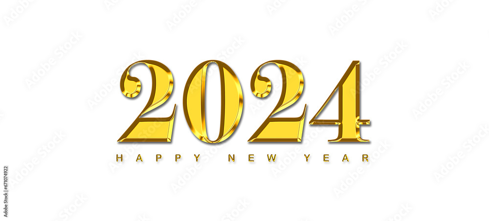 Happy New Year 2024 gold effect illustration | Uwalls.co.uk