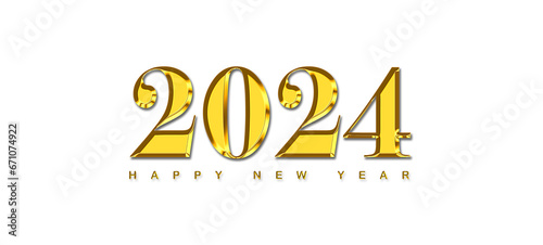 Happy New Year 2024 gold effect illustration 