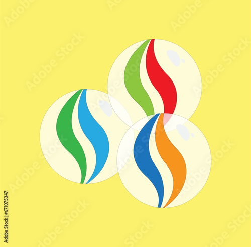 Malaysian Traditional game Guli vector illustration. Marbles on yellow background