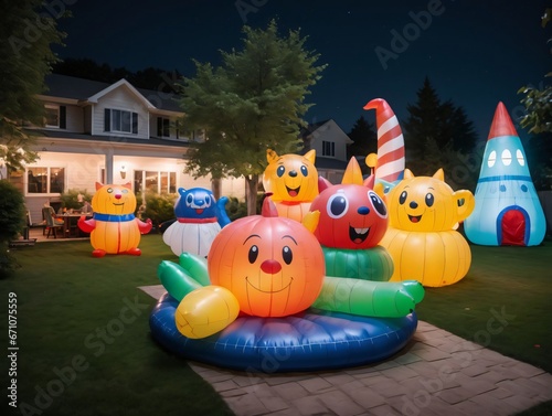 A Large Inflatable With Many Different Colored Shapes photo