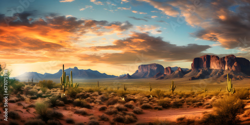 Arizona desert landscape illustration background © AhmadSoleh