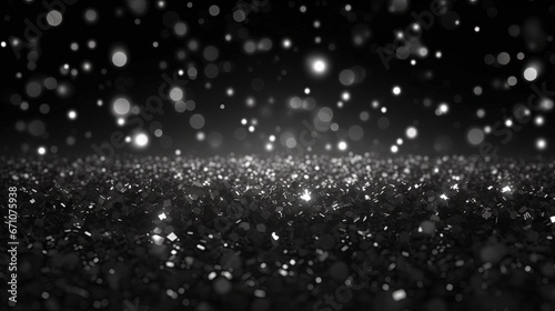  a black and white photo of snow flakes on a dark background. generative ai