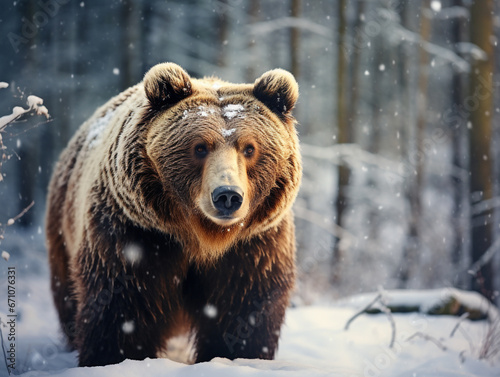 A Photo of a Bear in a Winter Setting