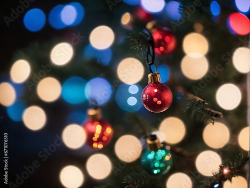 A Christmas Tree With A Red Orname On It © Pixel Matrix