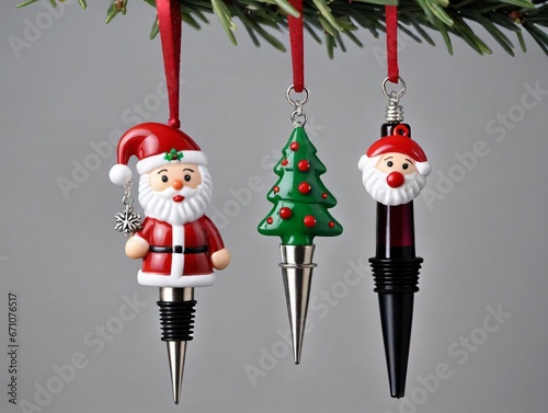 Christmas Ornaments With A Santa And A Christmas Tree photo