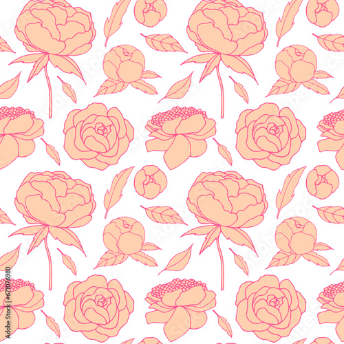 Floral pattern. Design for wallpaper, wrapping paper, fabric. Vector seamless background with decorative flowers