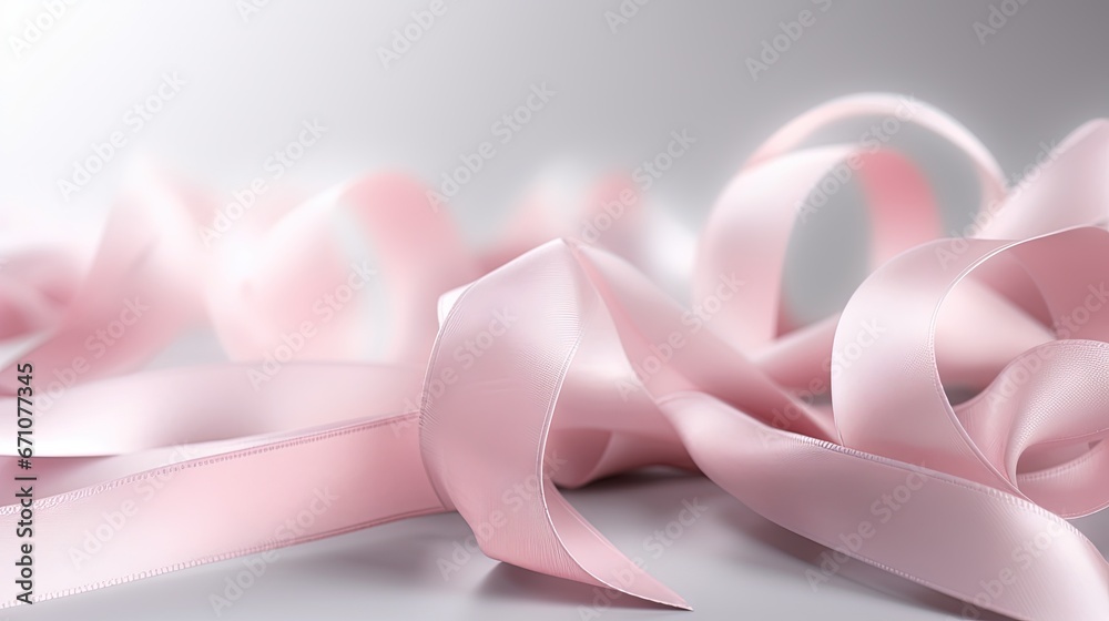 a bunch of pink ribbons on a gray background with a blurry background. generative ai a bunch of pink ribbons on a gray background with a blurry background. generative ai