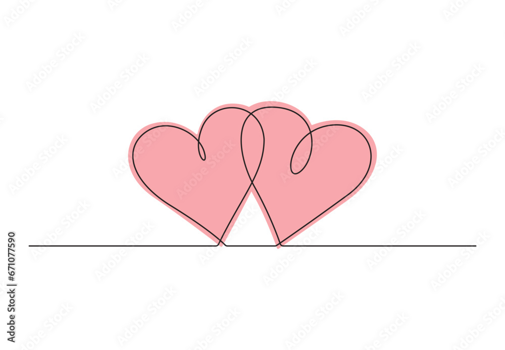 Aesthetic love symbol continuous one line drawing vector illustration. Premium vector. 