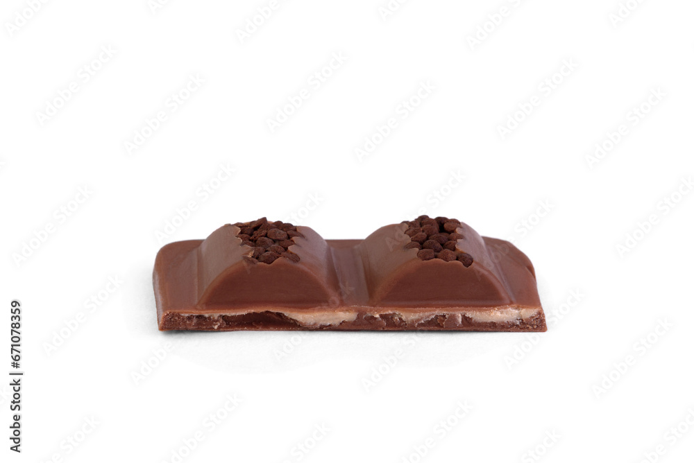 Piece of milk chocolate isolated on white background. Piece of milk chocolate isolated on white background.