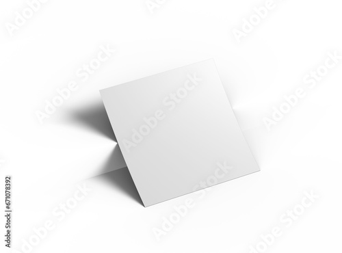Blank 8.26x8.26 inc square flyer 3d render. Transparent background