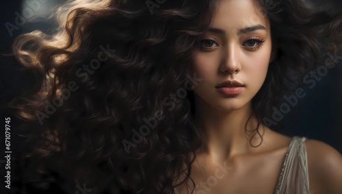 hyper-realistic portrait of a captivating woman, The woman is portrayed in a moonlit setting