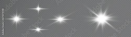 Vector magic white rays glow light effect isolated on transparent background. Christmas design element. Vector PNG