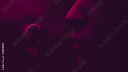 Whispering in the ear. Verbal communication