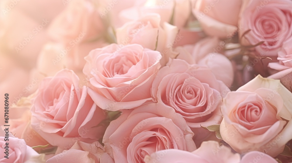 a bouquet of pink roses is shown in this image with soft lighting. generative ai a bouquet of pink roses is shown in this image with soft lighting. generative ai