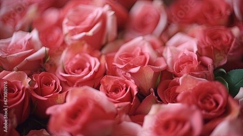  a bunch of pink roses that are in a bouquet together.  generative ai