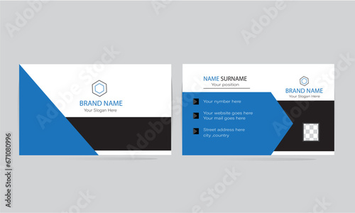 modern business card template, stylish organic shaped stylish official business card design for small, large, corporate e t c. business with three color variation.