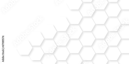 Seamless pattern with hexagons. Abstract background with hexagon and white Hexagonal Background. Luxury White Pattern. Vector Illustration. 3D Futuristic abstract honeycomb mosaic white background.