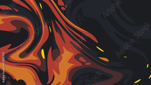 Black Orange Abstract Ink Wave Vector Wallpaper Background Image