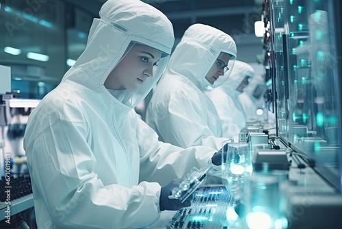 Dedicated female scientist conducting medical research in a high-tech laboratory to combat diseases and advance healthcare.