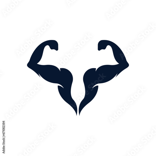 Arm muscle silhouette logo biceps icon