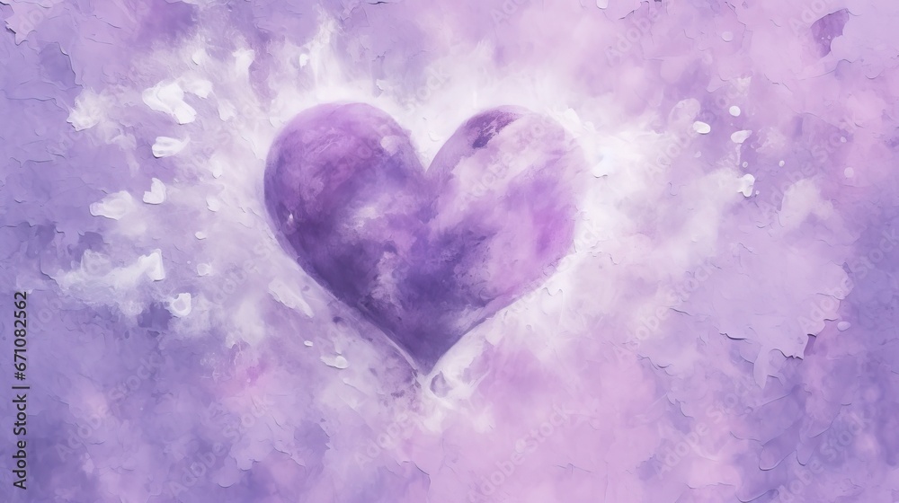  a painting of a purple heart on a purple and white background.  generative ai