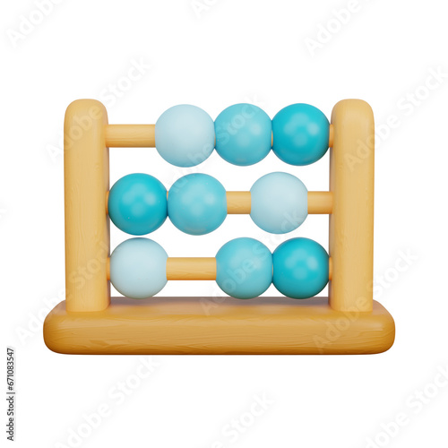 3D Kids toy wooden abacus  3d rendering
