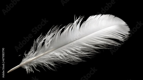  a white feather on a black background with a black background. generative ai