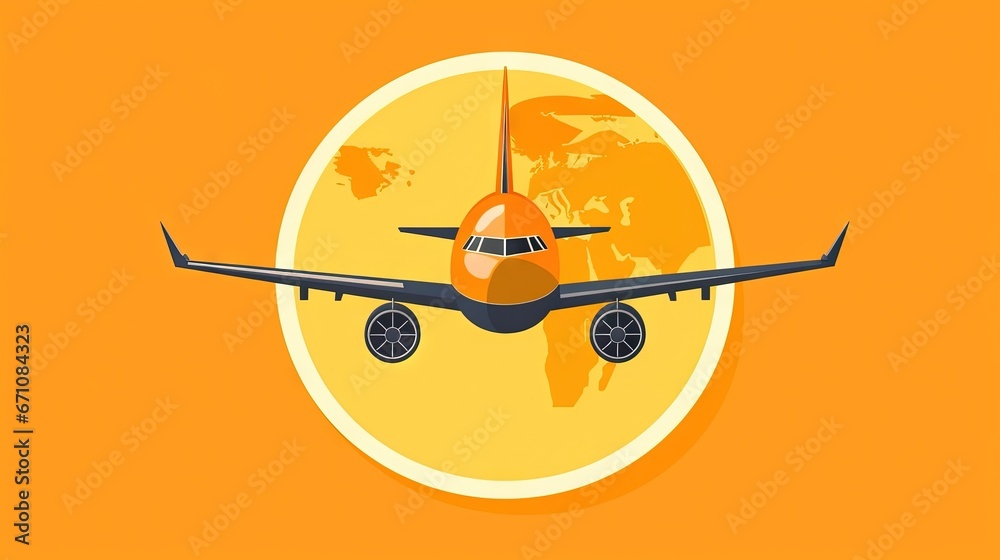 an airplane is flying in the sky with a map of the world in the background. generative ai an airplane is flying in the sky with a map of the world in the background. generative ai