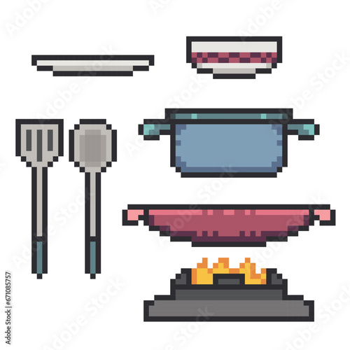Cook Kitchen tool set pixel art
