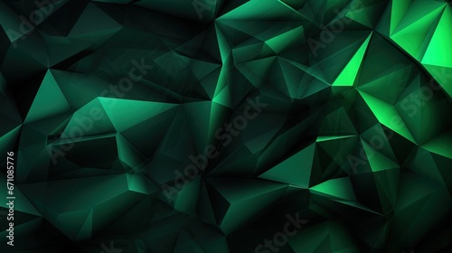  a green abstract background consisting of triangular shapes and lines of varying sizes. generative ai