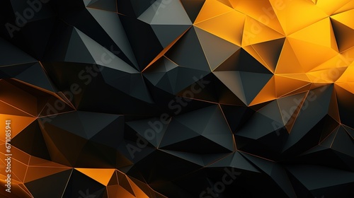  an abstract black and yellow background with low poly shapes and lighting. generative ai