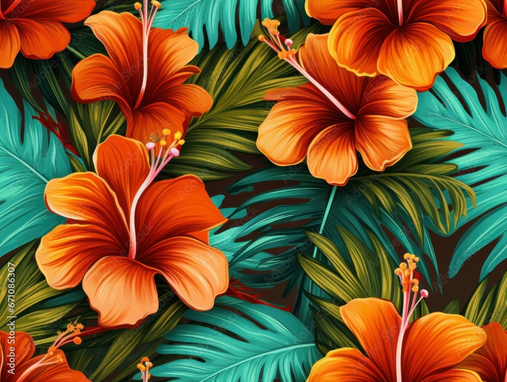Summer Hawaii Sea seamless pattern template Summer Hawaii Sea seamless pattern template