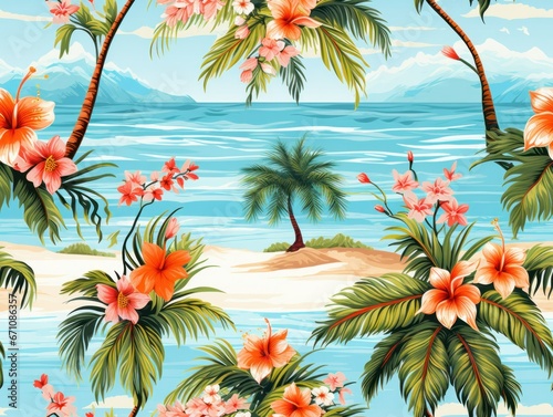 Summer Hawaii Sea seamless pattern template