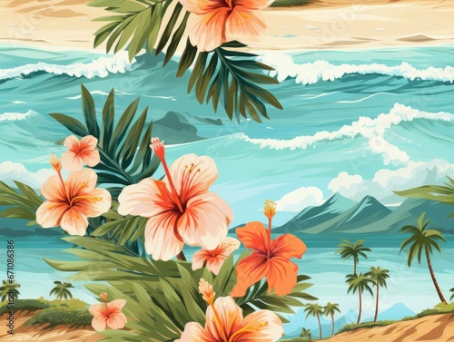Summer Hawaii Sea seamless pattern template