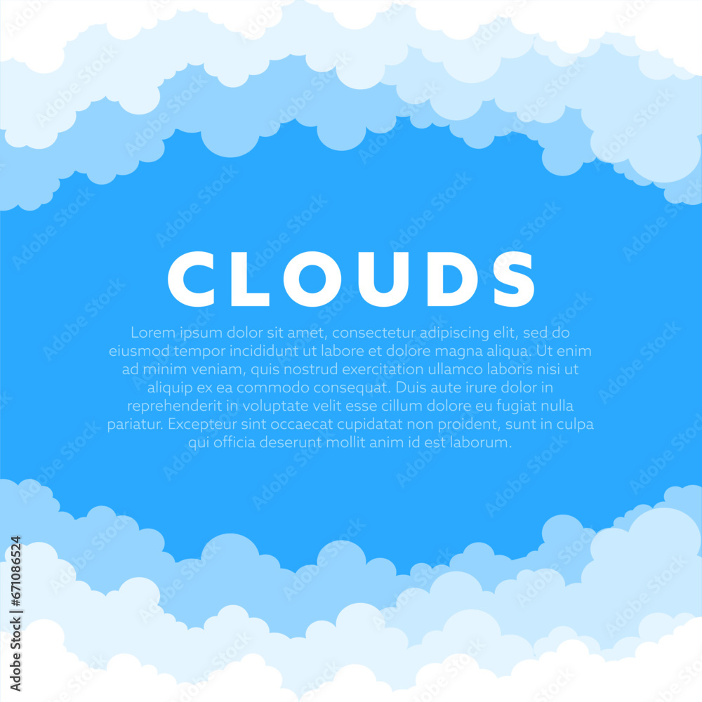 Abstract white cloud on blue sky. Border of clouds. Vector stock illustration Abstract white cloud on blue sky. Border of clouds. Vector stock illustration