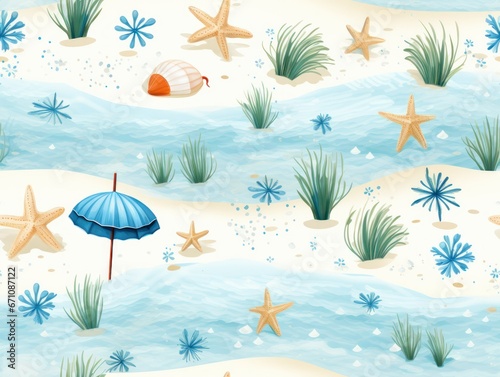 Summer Hawaii Sea seamless pattern template