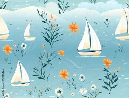 Summer Hawaii Sea seamless pattern template