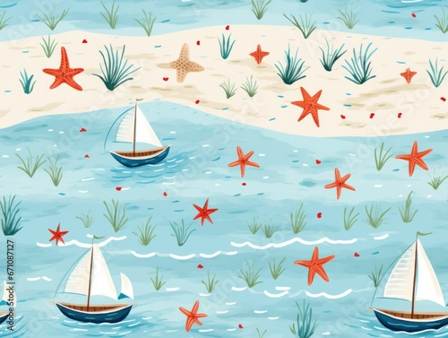 Summer Hawaii Sea seamless pattern template