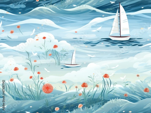 Summer Hawaii Sea seamless pattern template