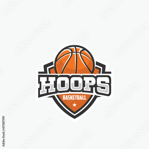 Hoops Basketball Club Ready Made Logo Template Set Vector Isolated. Best for Sport Club Logo